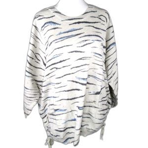 Democracy Jersey Knit Sweater Gray Tiger Tie Sides Pockets Cotton 2X (B9-129)